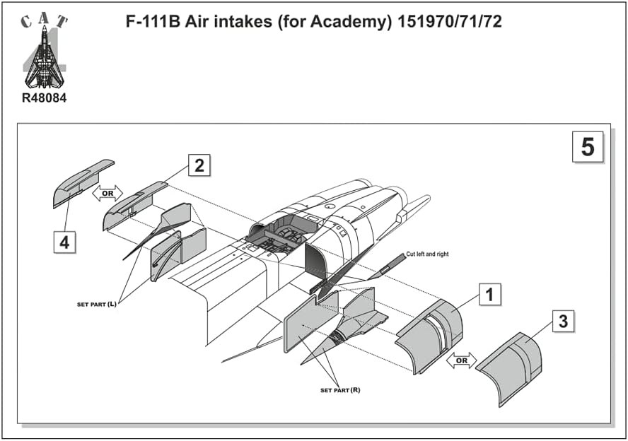 Въздухопроводи CAT4 R48084-1/48 - F-111B (за Академия) 151970/71/72