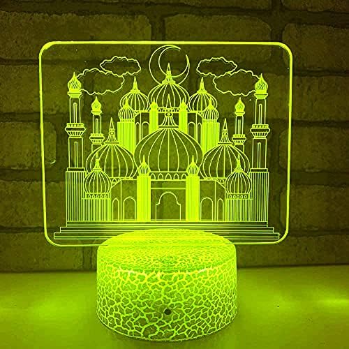 MOLLY HIESON 3D Мюсюлманският Замък на Аллах лека нощ Led Сензорен Прекъсвач Декор Тенис на Маса Оптични Илюзии Лампи 7 Цвята Променящите се Светлини Led Настолна Лампа Коле?