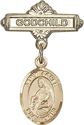 Детски икона Jewels Мания за амулет Свети Агнессы Римската и иконата Кръщелница | Детски икона от 14-каратово злато