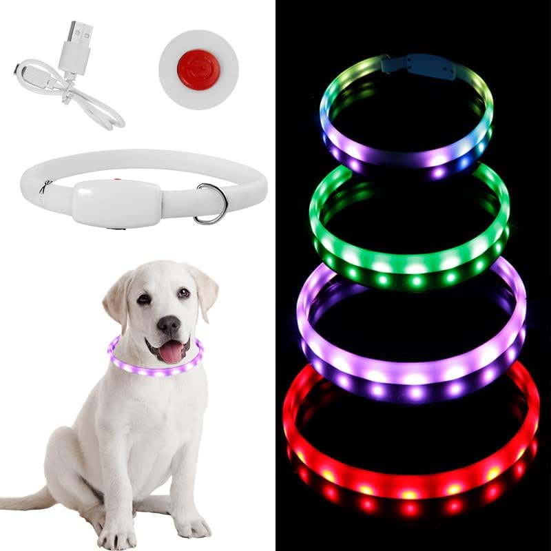 Водоустойчива Акумулаторна батерия led Нашийник за кучета, Цветни Сияние-Фенери, Зарежда по-Големите домашни любимци, Малки и средни нощни лампи, Светещи в тъмното, ?