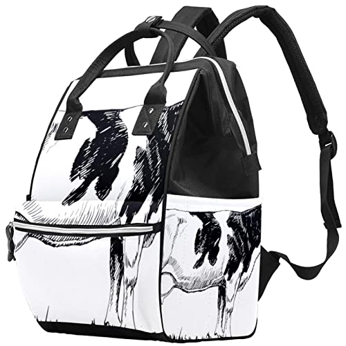 Черен, Бял Цвят Крава Пелена Чанта на Мама Раница Голям Капацитет Чанта за Памперси Кърмещи Пътна Чанта за Грижа за Детето