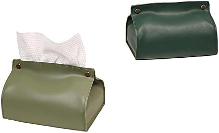 Титуляр кутии тъкан капачки, кутии от плат от Изкуствена кожа Стилен Правоъгълен за Спални Баня или в офиса, зелен цвят