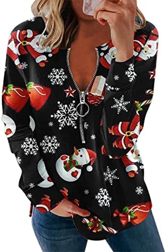 Хумористичен И Грозно Коледен Пуловер за Жени с V Образно деколте и Дълъг Ръкав, Модерни Ежедневни Топли