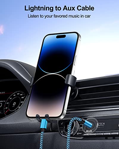 Aux-кабел за iPhone, аудио кабел Lightning-3,5 мм, съвместим с iPhone 14 Pro Max, 14 Plus, 13 Max, 12 Mini X/XR, iPad, iPod, Пфи, допълнителен проводник на Apple за кола, говорител, жак за слушалки -2 бр./3 фута