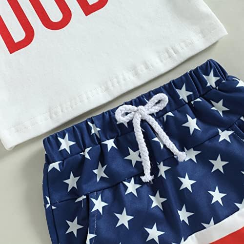 Комплект дрехи за малки момчета на 4 юли, Тениски и Шорти, на Четвърти юли, Комплект патриотична дрехи с американския