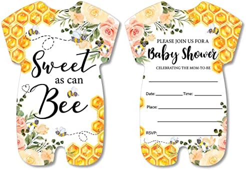 Покана за детски душ с цвете пчела и Конвертами, определени от 20 Скъп Покани във формата на пчела, Заполняющих Празни Покани на парти за бъдещи майки