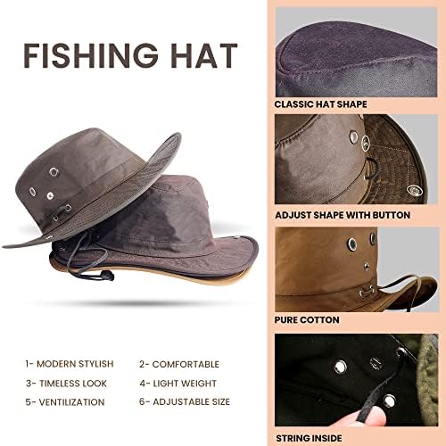Непромокаемая шапка от вощеного памук ХАДЗАМ със защита от ултравиолетови лъчи, подходяща за използване като солнцезащитной шапки, шапка за Сафари, шапки за рибол?