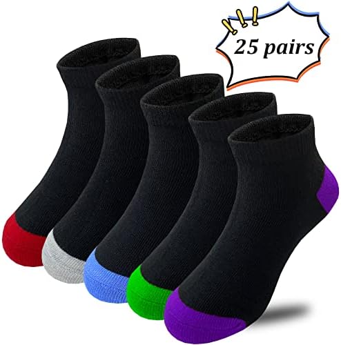 Чорапи за момчета Tsmollyu, 25 двойки детски Спортни чорапи на щиколотках, Чорапи с ниско деколте на половин възглавница