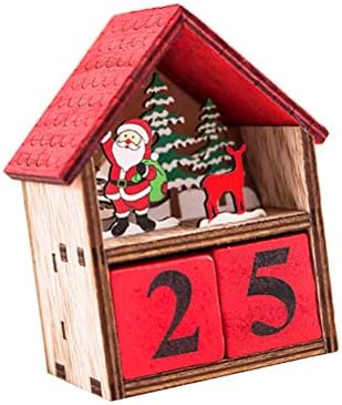 Abaodam Дървена Нажежен Календар Коледен Календар Украса на Работния Плот Творчески Червената Къща Нажежен Календарна Блок Реквизит