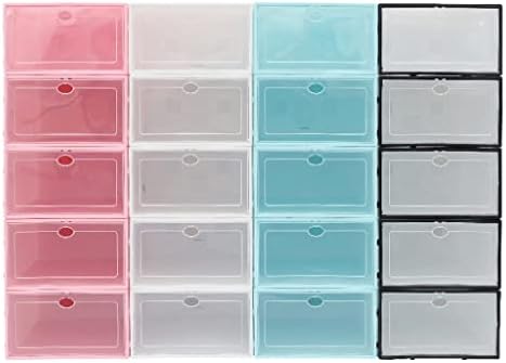 RAKUTE 6 бр. комплект кутии за съхранение на обувки, Прозрачен Органайзер за шкаф, Кутия за дома, Сгъваем Пластмасов