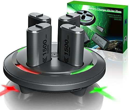 Зарядно устройство Noiposi с акумулаторна батерия за Xbox Xbox One и контролера на Xbox Series X|S, 4 Батарейных блок контролер за Xbox One капацитет от 1500 mah и зарядно устройство за Xbox 1