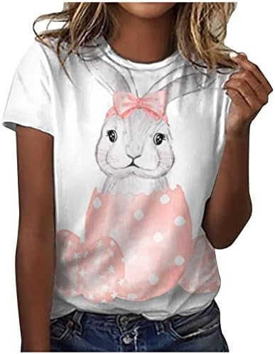 Дамски Великденски Ризи, Сладка Тениска с Цветен Модел на Заек, Тениска Със Забавна Принтом Зайче, Подарък за Великден,