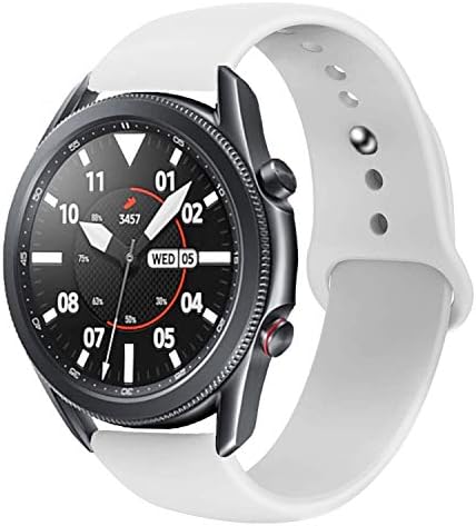 Handygear е Съвместим с каишка Galaxy Watch 3 45 mm/Galaxy Watch 46 мм/Gear S3, 22 мм и Мек Силиконов Спортен Взаимозаменяеми каишка (бял, 22 мм)