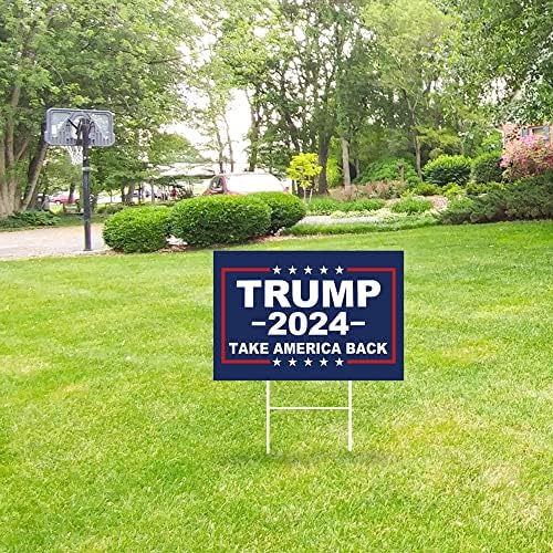 Perfekt-знак Тръмп 2024 с H-образна лети тояги - Двустранни Знаци Тръмп Take America Back размери 18x12 Инча, Плакат, Проголосовавший за Тревата Тръмп, Марки, Запускающие Знаци, Укра?