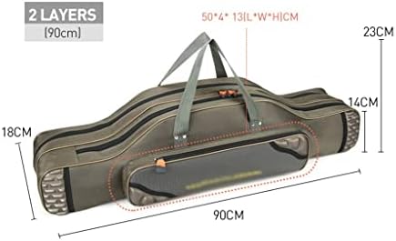 ZHYH богат на функции Преносим Риболовна чанта, Холщовая прът, 2 нива, Пътна чанта за носене (Цвят: сив, размер: 90 * 18 * 14 см)