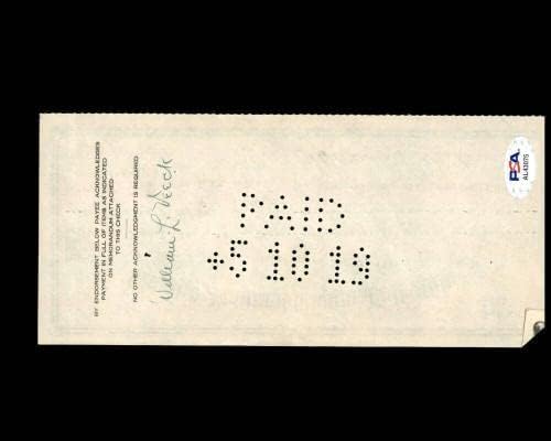 Уилям Вик Подписа ДНК PSA x2 Chicago Cubs Check 5-9-1919 С Автограф - Издълбани подпис MLB