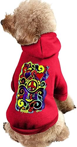 Знак на Света в стил Хипи, Персонални Качулки За Домашни Кучета, Мека плътно Облекло За Кучета, Дишащи Пуловери за Домашни Любимци с Шапка XL