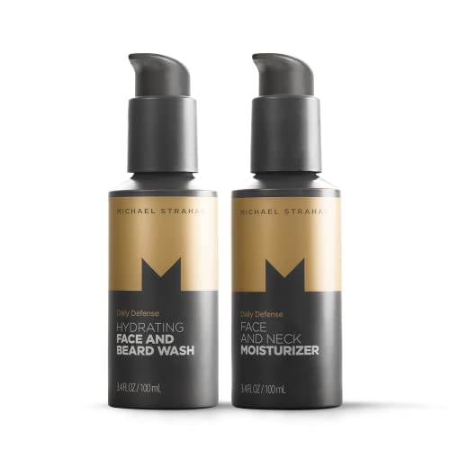 Skin Duo: Хидратиращ крем за измиване на лицето и брадата, както и за лицето, шията и врата от Майкъл Страхана | Мъжки комплект за грижа за лицето и кожата-за суха, чувств?