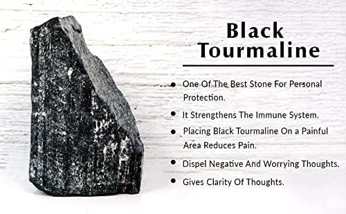 BlueQueen 500 г Натурален черен турмалин, Големи Необработени камъни за Приятни Вибрации, Лечебни Кристали
