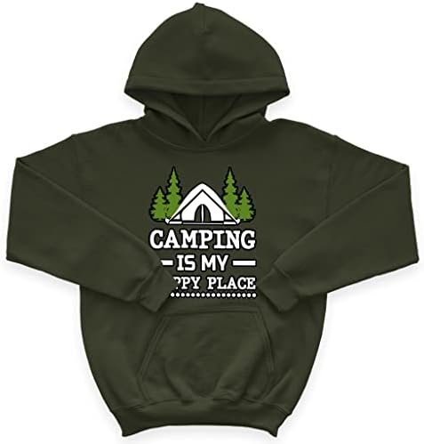 Camping is My Happy Place Детска hoody с качулка от порести руно - Forest Kids' Hoodie - Художествена hoody с качулка за деца
