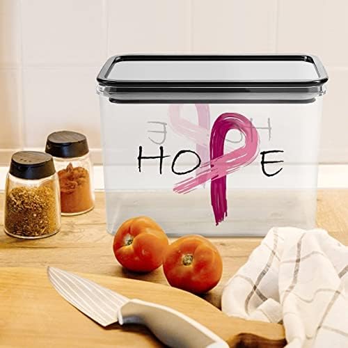 Розовата лента - Кутия за съхранение на информация за рака на гърдата, пластмасов контейнер-органайзер за хранителни продукти, съдове с капак за кухни