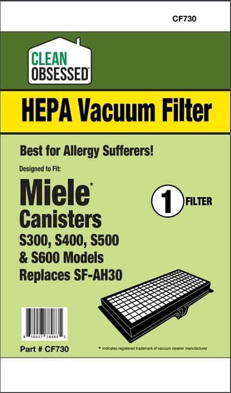 Заменяеми филтър Clean Obsessed за модели Miele Canister S300, S400, S500 и S600, замества OEM # SF-AH30