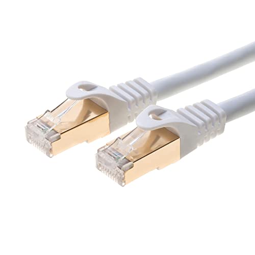 Кабели директно Онлайн 75FT S/ FTP CAT7 Позлатени Екраниран Меден кабел Ethernet RJ-45 10 Gigabit Ethernet Мрежов Пач кабел (75ft, бял)