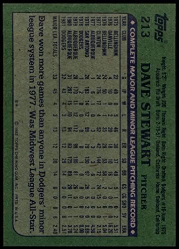 1982 Topps # 213 Дейв Стюарт в Лос Анджелис Доджърс (Бейзбол карта) NM/MT Dodgers