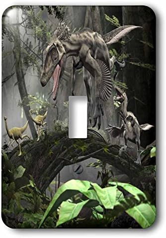 3dRose lsp_268042_1 Дейноних Преследва Дребните Динозаври в Гората Превключвател, Смесен