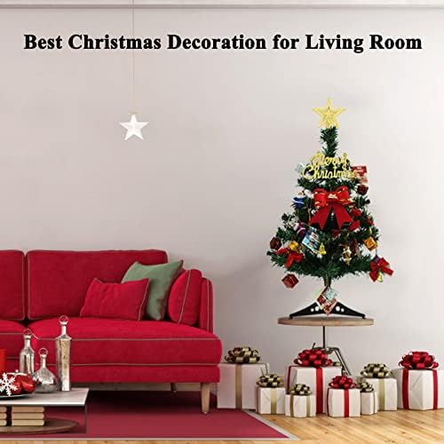 Мини Коледно Дърво за украса на помещения с 36 Коледна украса и led венец за Декорация на дома, офиса, партита-най-Добрият