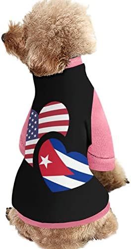 Hoody за домашни любимци с принтом Хартата на САЩ FunnyStar Cuba и мек вълнен плат Пуловер-Гащеризон за Кучета
