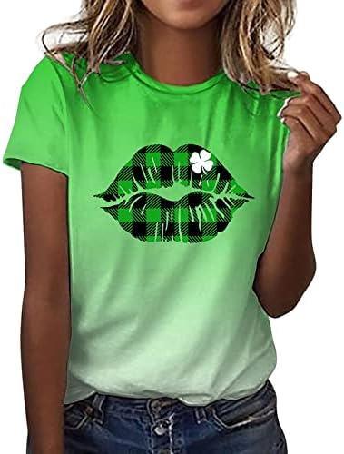 Ризата на Деня на Св. Патрик, Дамски Ежедневни Ризи с Къс Ръкав и Принтом Централи, Върховете на Изход, Зелени Ризи за Жени, Графични Тениски