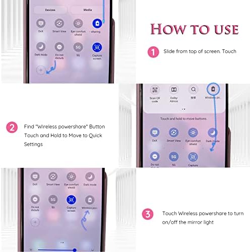 Джобно огледало с led подсветка на мобилен телефон за отстраняване на грим, Дизайн за Samsung Galaxy пълна серия с функция