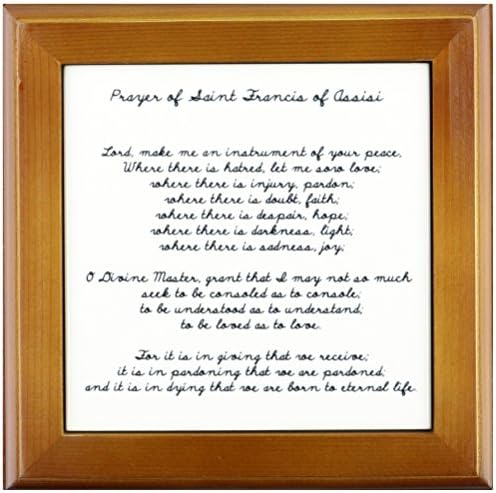 3dRose LLC ft_110280_1 Плочки в рамка, 8 на 8 см, Молитвата на св. Франциск от Асизи-Духовност-Религия