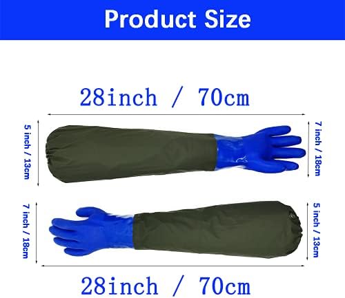Дълги Непромокаеми Гумени Ръкавици, Ръкавици за Езерото, 28Дължина до рамото, Изолирани Ръкавици с PVC покритие, Химически Устойчиви, за Многократна употреба, които с