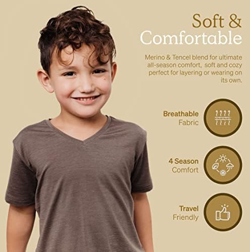 Детска тениска Nui Organics от мериносова вълна и Тенсела, основен слой, ултра-мека естествена тъкан, комфорт през цялата година,