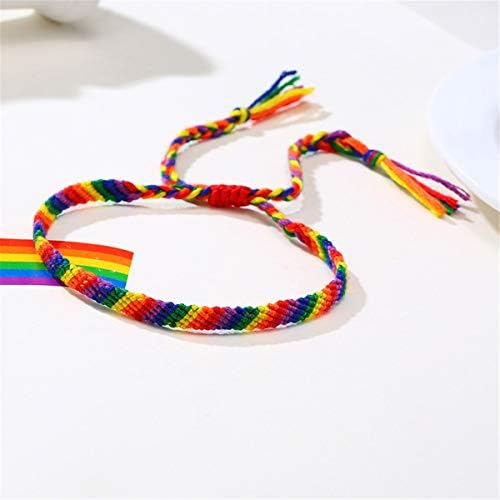 Nanafast Дъгата на ЛГБТ-Гривна с Регулируема Ръчна изработка, Сплетен Гривна на Гордост за Гей и Лесбийки, Гривна Rainbow Pride, Подаръци