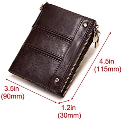 QWZYP RFID Мъжки портфейл от естествена кожа Mini Short Coins Pocket Top Мъжки Портфейл за пари (Цвят: черен)