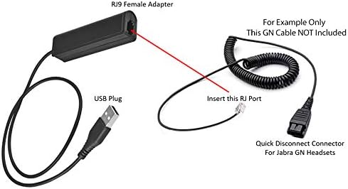 Кабел-USB адаптер към конектора RJ9 за всеки слушалки Jabra QD GN1200 и се свързва към компютъра PC Mac Лаптоп със софтуерни Skype MSN Zoom Видеотелефон Приложение Конференция Работа