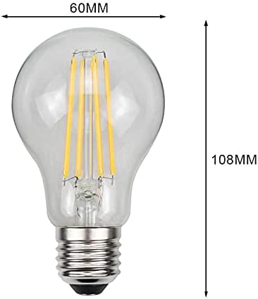 Led лампи с нажежаема жичка LUOFDCLDDD E27, Энергосберегающая ретро-стъклена лампа с винт Едисон A60, Еквивалент на лампи с нажежаема жичка с мощност 60 W, Топло Бяла, на ъгъла ?