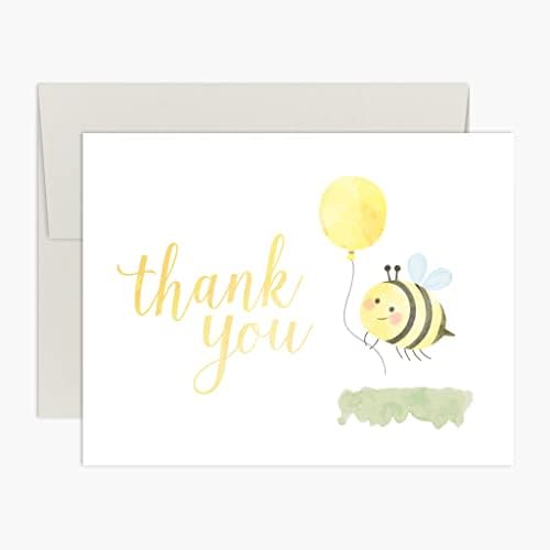 Palmer Street Press Картички за душата Little Bee Thank You Baby - Комплект от 10 картички Baby Thank You с конвертами - Картички Bee Thank You - Разработени, отпечатани и са опаковани в САЩ (в синьо)