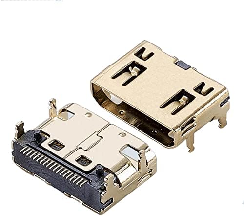 Teansic 10 бр. конектор тип C HDMI, позлатен 19 пинов конектор за ремонт, клеми за запояване на проводници