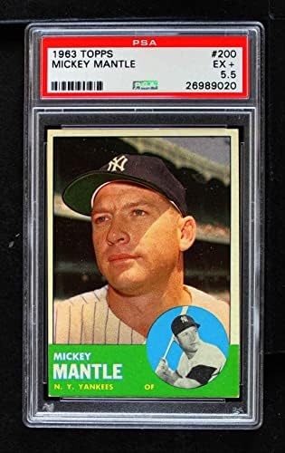 1963 Topps # 200 Мики Мэнтл Ню Йорк Янкис (Бейзболна картичка) PSA PSA 5,50 Янкис