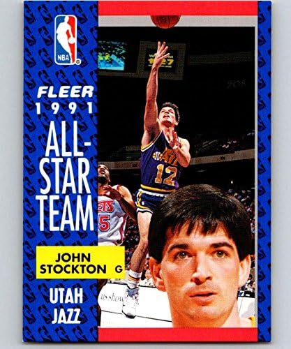 1991-92 Fleer Баскетбол #217 Джон Стоктън Юта Джаз, тъй КАТО Официалната Търговска картичка НБА От Fleer/Skybox