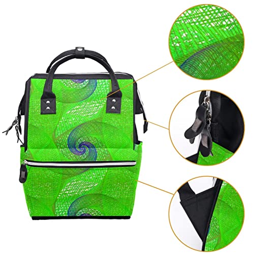 Зелен Фон Спираловидният Модел Чанти-Тоут за Памперси Раница за Мумии Голямата Голям Чанта за Памперси Пътна Чанта за Грижа за Детето