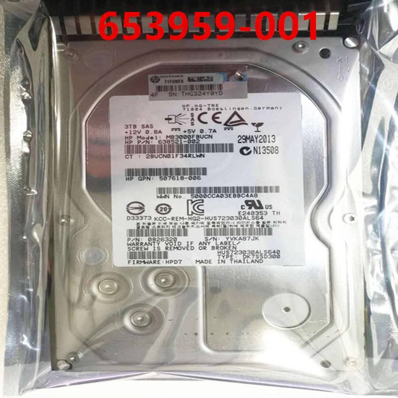 Средно твърд диск за G8 3 TB 3,5 SAS 6 Gb/сек. 128 MB 7200 об/мин за вътрешен твърд диск, за сървърен твърд диск за 652766-B21 653959-001