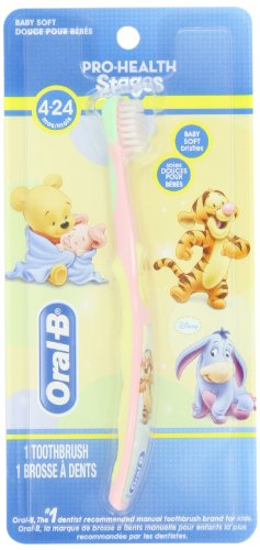 Oral-B Stages 1 четка за Зъби Disney Baby 4-24 месеца, 1 брой (опаковка от 2 броя), Цвета и дизайна могат да се различават