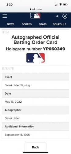 Дерек Джитър е Подписал Предварителен договор с новак 18 септември 1995 Оригинална картичка на състава на Янкис MLB - Бейзболни картички MLB с автограф