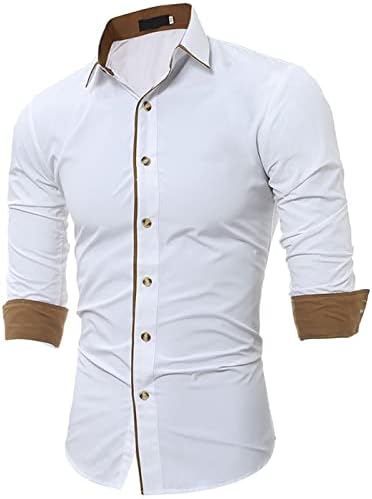 Maiyifu-GJ Стилни Мъжки Ризи с закатанным ръкав, Ежедневни Однотонная Лека Тънка Риза, Класическа Туристическа Риза с копчета