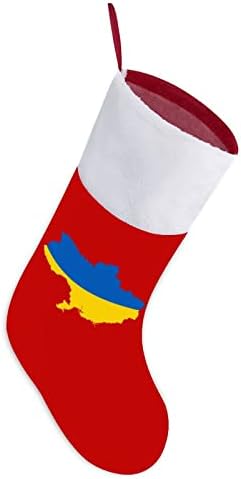 Флаг Карта на Украйна Коледни Чорапи от Червено Кадифе, с Бял Пакет шоколадови Бонбони, Коледни Украси и Аксесоари за вашето семейно парти